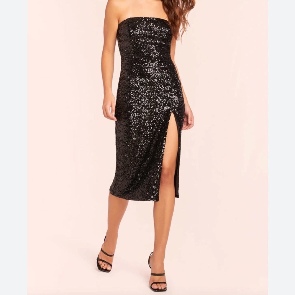 Amanda Uprichard Black Sequin Lizzy Dress - Picture 2 of 7